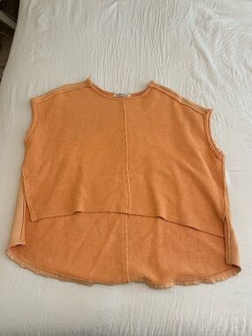 Free People Raw-Edge Sleeveless Top in orange